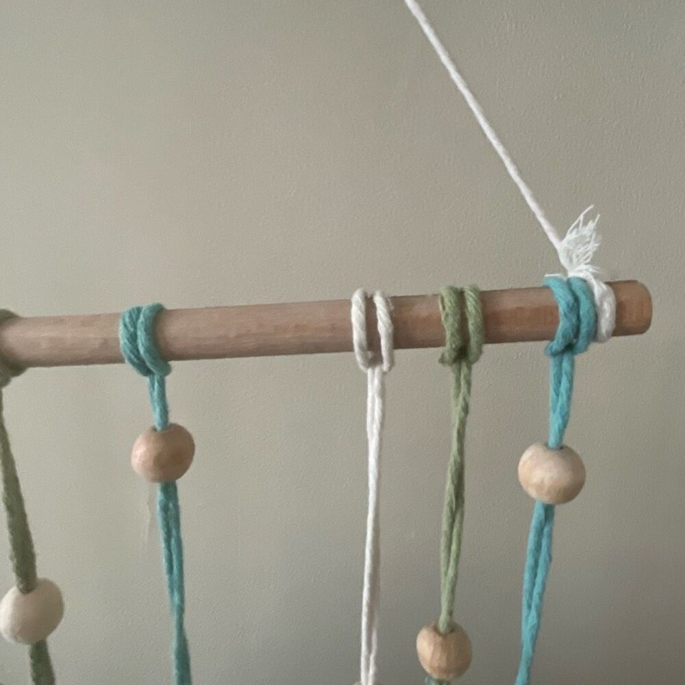 Sage green Macrame wall hanging boho bohemian yarn woven tapestry decoration - Picture 5 of 11